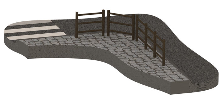 Exemple de conception en 3D d'une barrière ronde avec 3 lisses