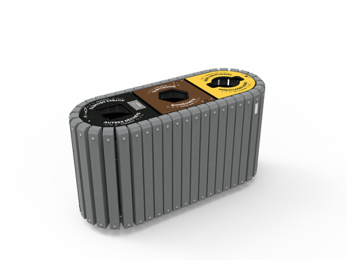 Corbeille tri-flux 3 bacs 60L LISTRA - LIS-TRI3-03-BR