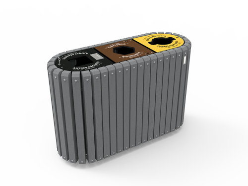 Corbeille tri-flux 3 bacs 90L LISTRA - LIS-TRI3-04-BR