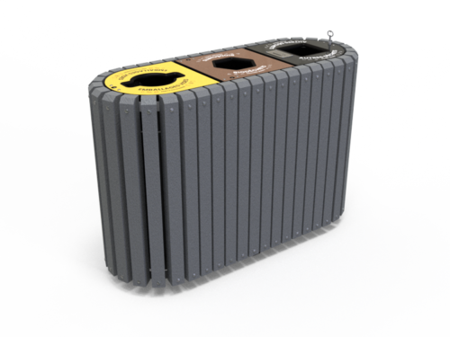 Corbeille tri-flux 3 bacs 90L LISTRA - LIS-TRI3-04-BR