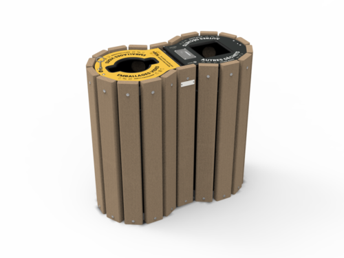 Corbeille bi-flux 2 bacs 90L - MAJ-TRI2-04-BR